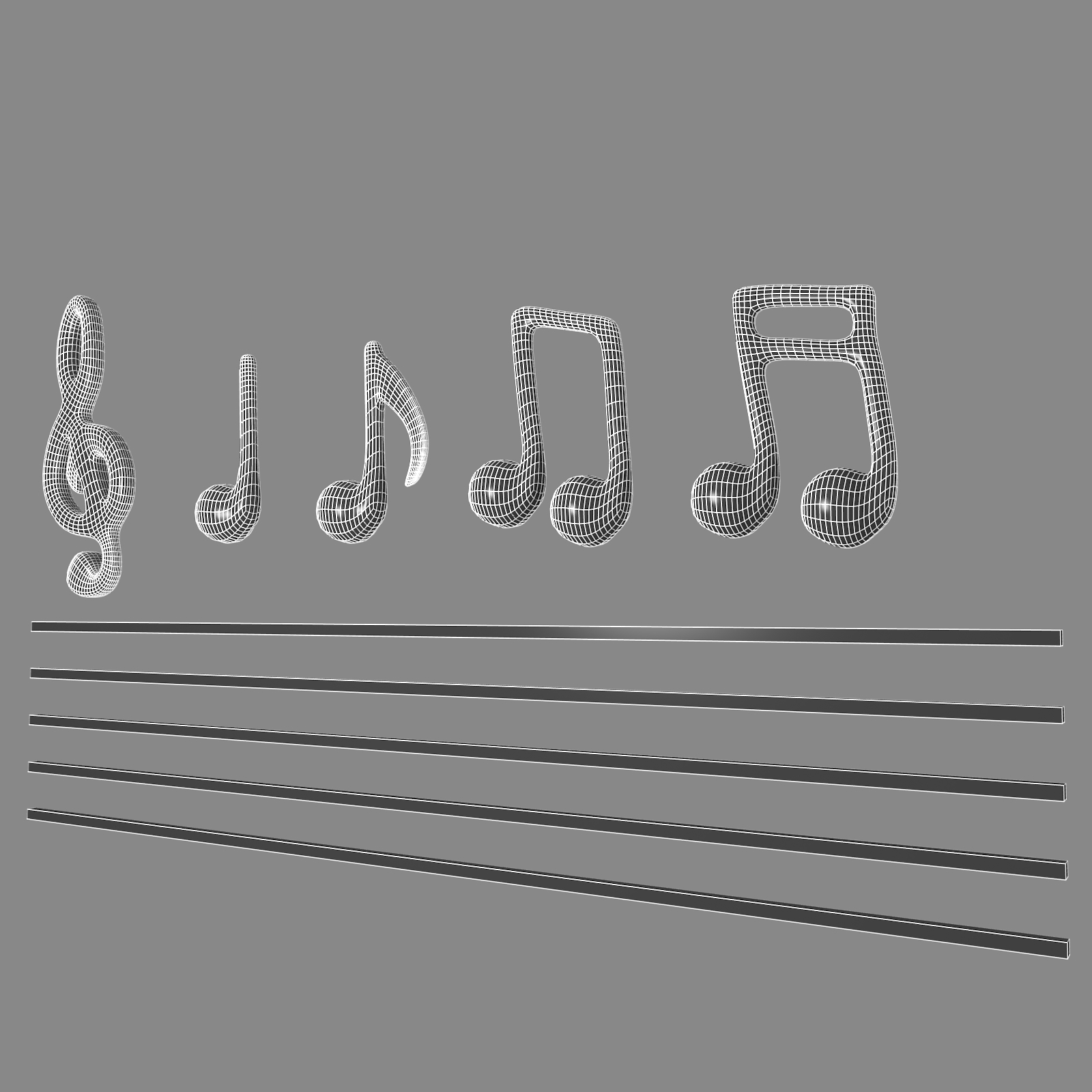 8th note music 3d model