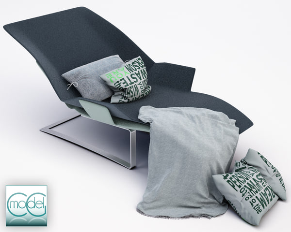 c4d chaise blanket pillows