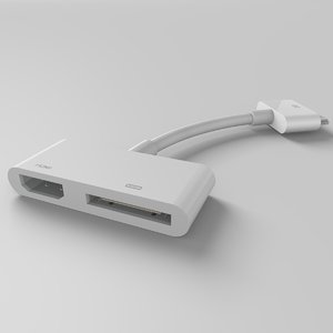 3d model apple 30-pin digital av