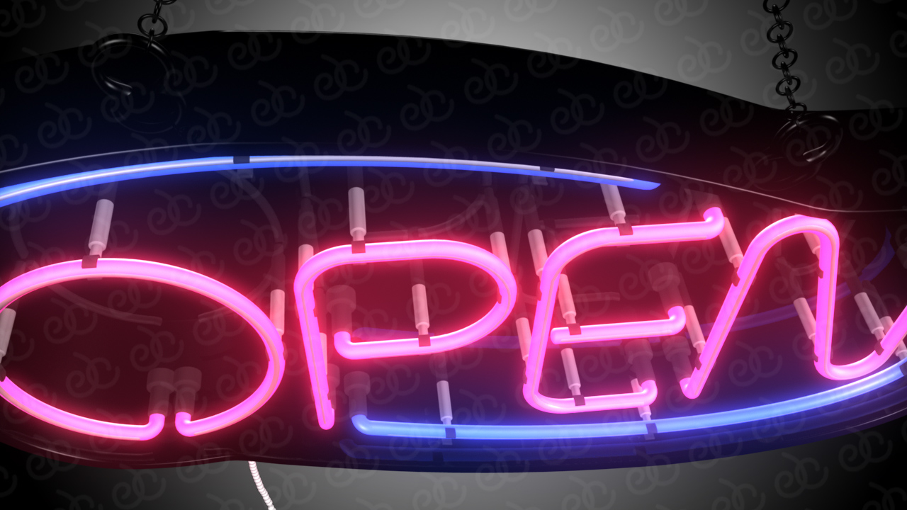 neon open sign 3d model