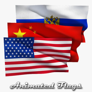 flags russia china 3d model