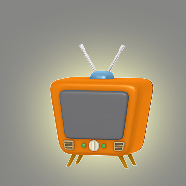  3d  model cartoon  retro tv 