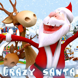 3d model crazy santa reindeers dancing
