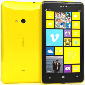 nokia lumia 625 yellow 3d model