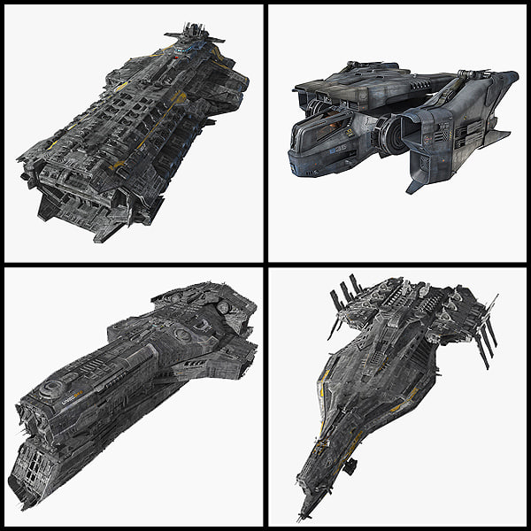 scifi spaceships cruiser fighter 3d model