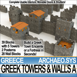 ancient greek towers walls obj