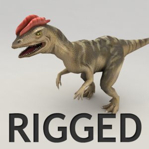 3d model rigged dilophosaurus