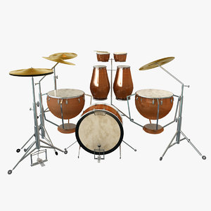 3d model drum set kit percussion
