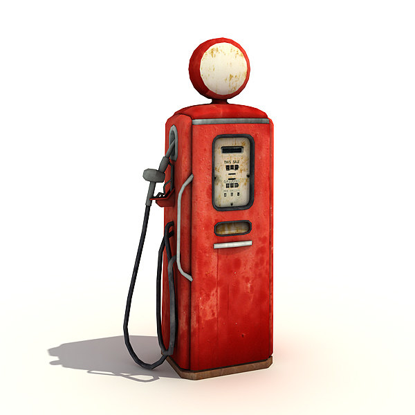 low-poly old style gas pump 3ds