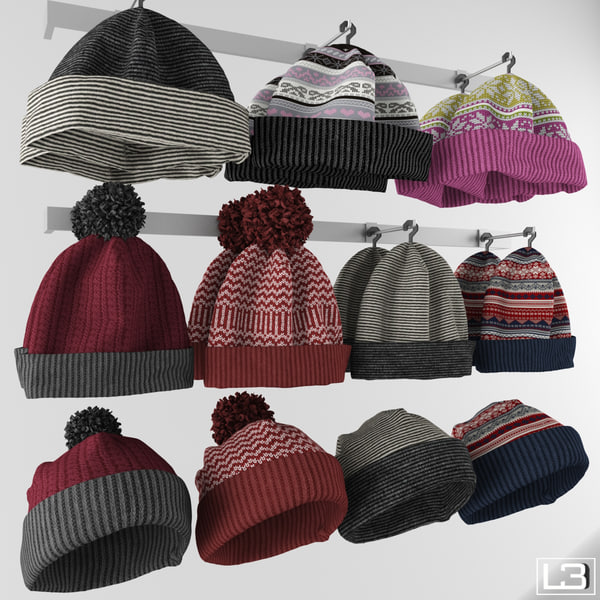 3d obj hanger knitted hats fashion