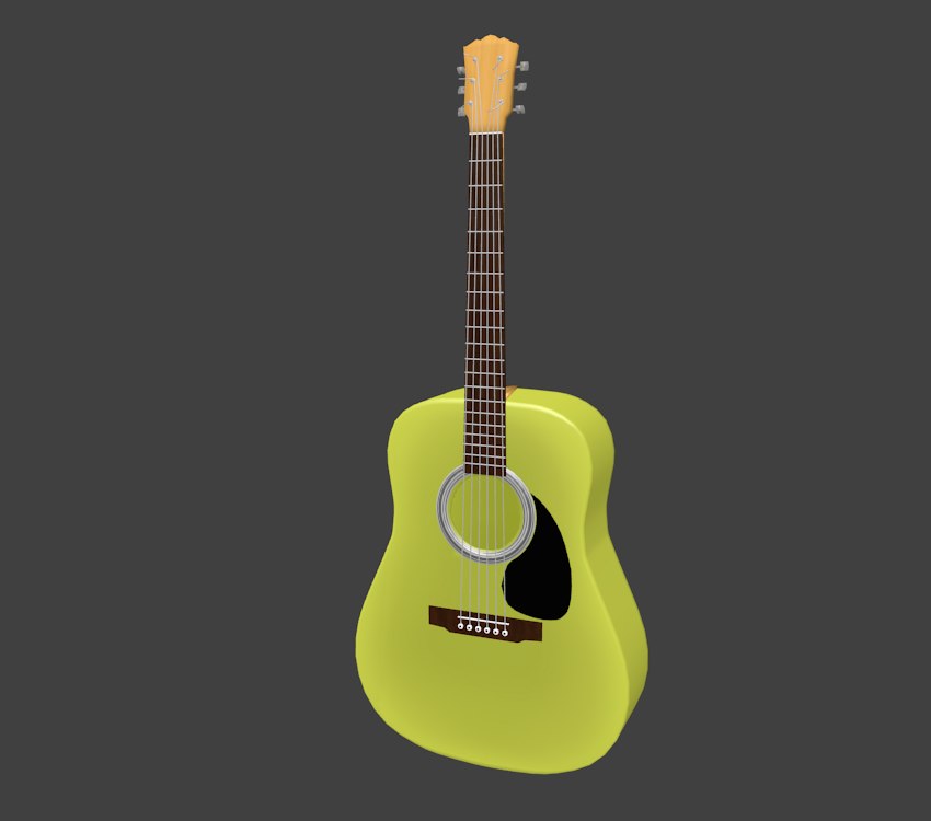 acoustic guitar yellow 3d model