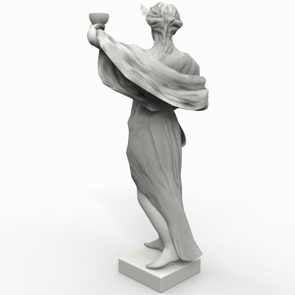 3d old woman statue grapes model