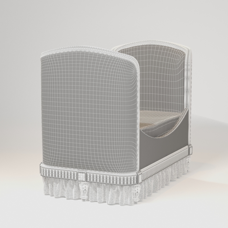 3d restoration hardware belle upholstered