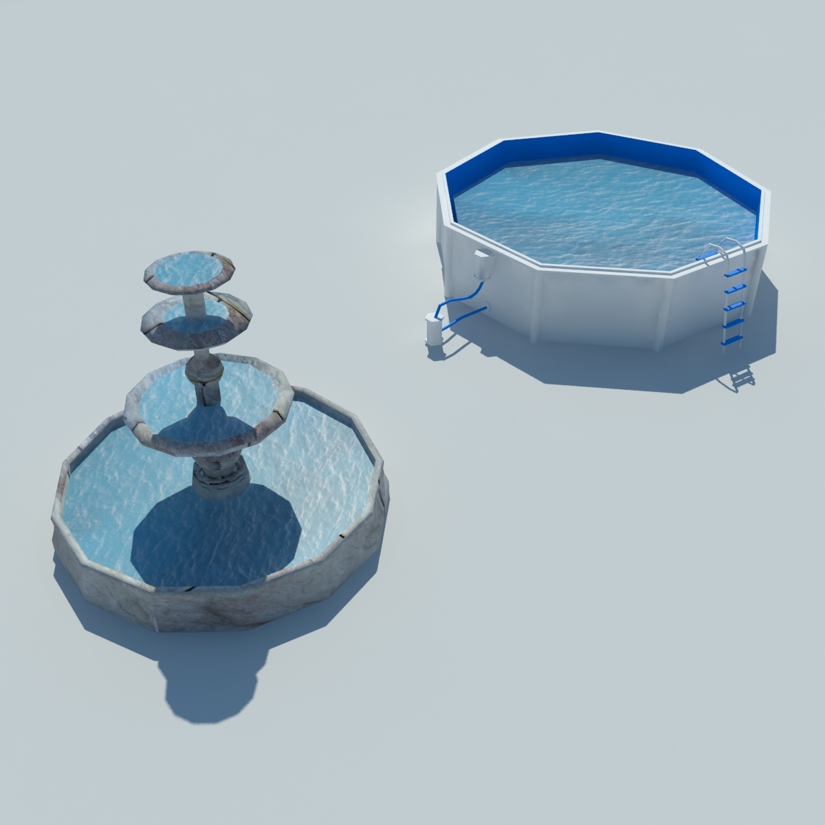 3ds max fountain pool