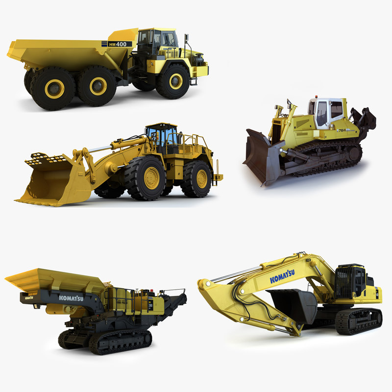 mining construction vehicles 3d obj