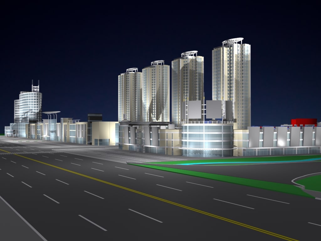 3d commercial area model