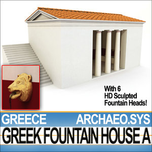 3d ancient greek fountain house model