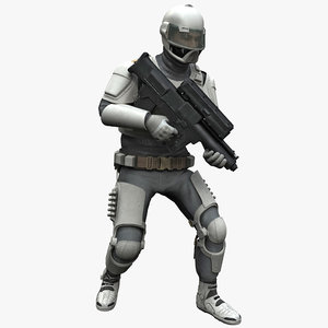 futuristic army soldier pose 3ds