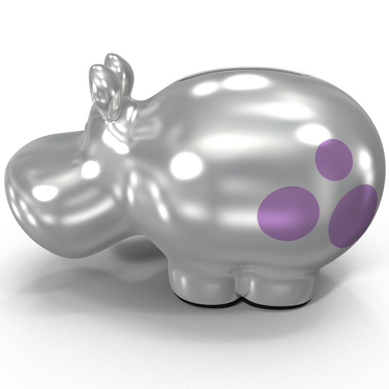 3d model of hippo coin bank