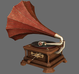 3d retro gramophone model