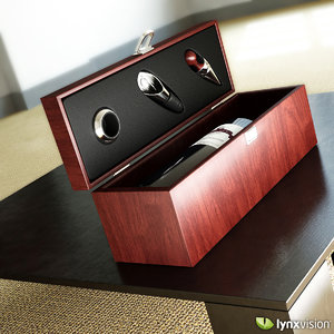 3dsmax wooden wine box set