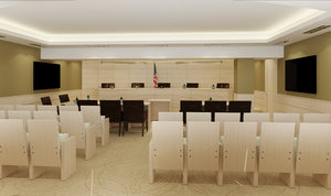 3d model courtroom american flag