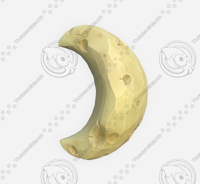 3d model cartoon half moon