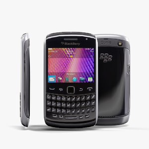 3d low-poly blackberry 9360 black