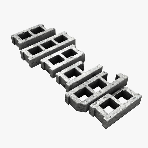 cinder block set 3d lwo