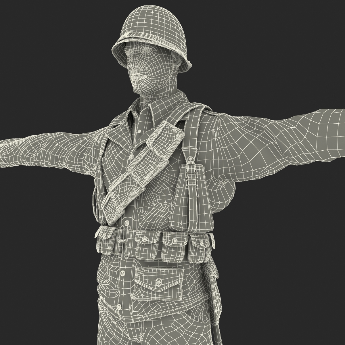 美国第二次世界大战步兵士兵3d模型