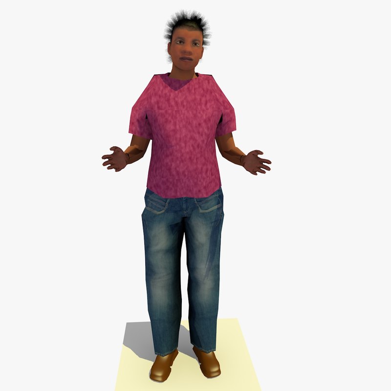 3ds max realistically standing african female body