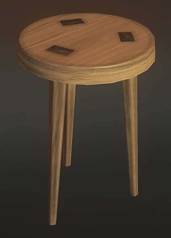 free wooden stool 3d model