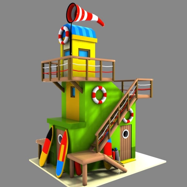 3d cartoon lifeguard tower