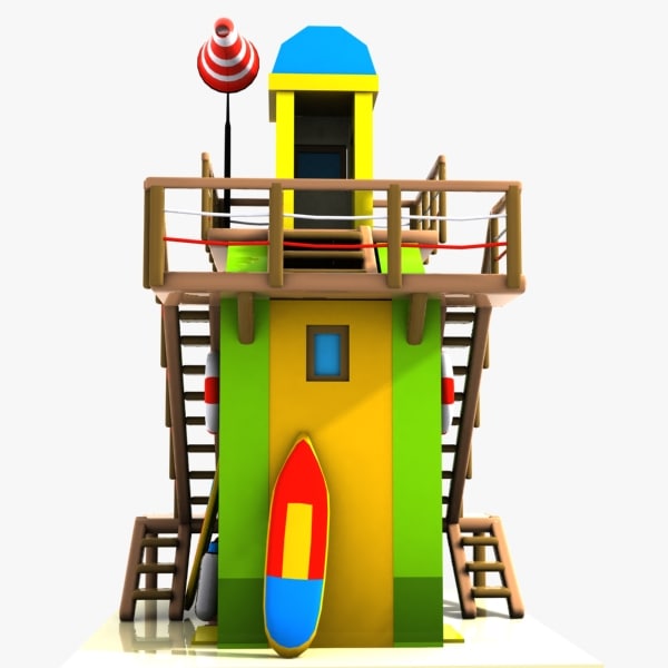 3d cartoon lifeguard tower