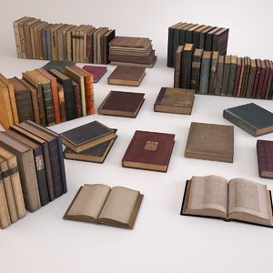 3d model old books set 2