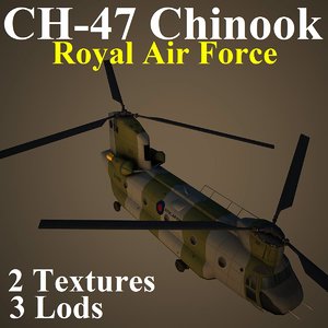 3d ch-47 chinook raf helicopter model