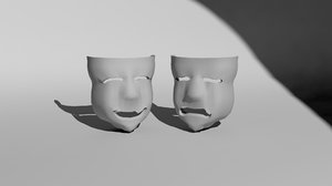 3d masks sadness happiness