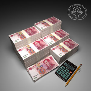 money 100 yuan 3d model