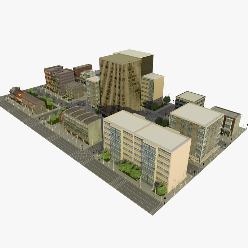 city block street c4d