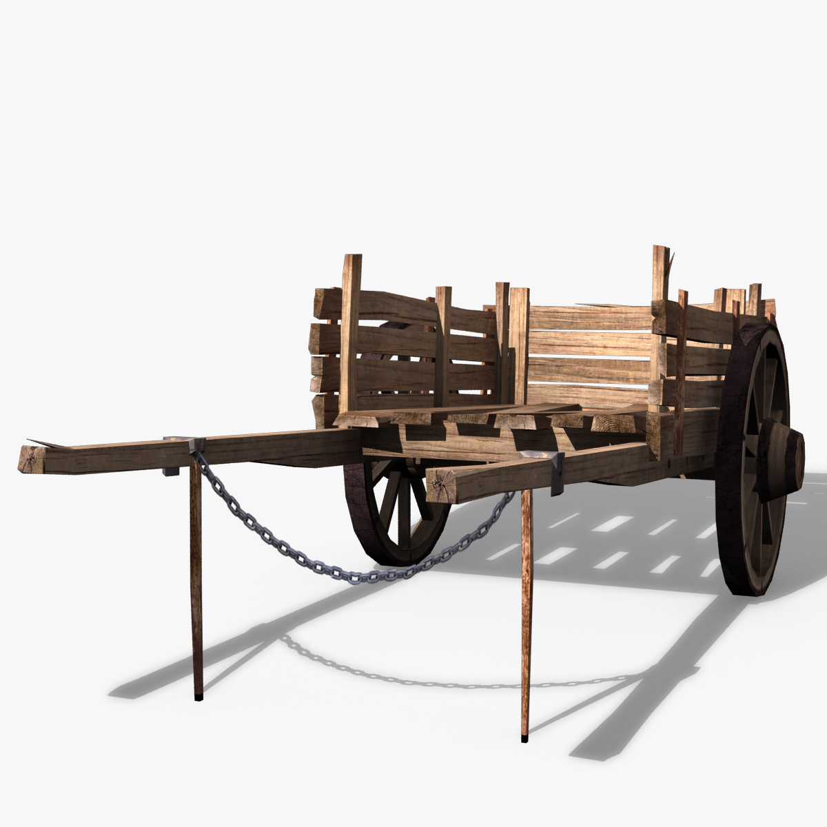 wooden cart obj