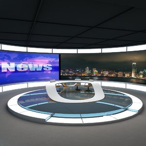 3d tv news studio 2 model