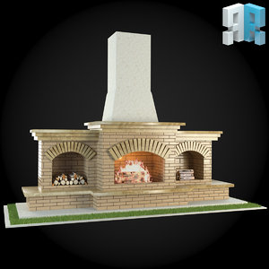 3d garden fireplace model