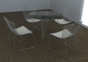 bertoia table set 3d model