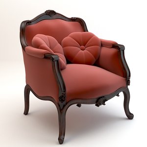 chair baroque armchair 3d model