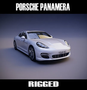 porsche panamera rigged car 3d model