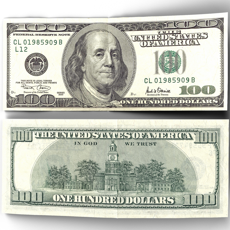 100 dollar bill 3d c4d