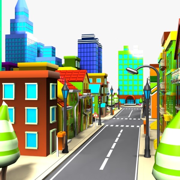 cartoon city toon 3d model