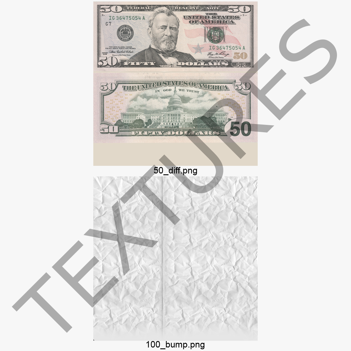 3ds max 50 dollar bill set