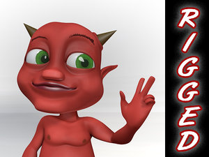 rigged cartoon demon baby character obj