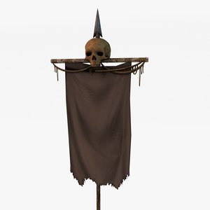skull banner 3d model